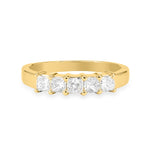 Yellow Gold Wedding Band with princess cut Diamonds