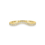 A gold wavy shadow band ring with pavé-set clear stones along the front, shown on a plain white background.