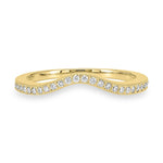 A gold wavy shadow band ring with pavé-set clear stones along the front, shown on a plain white background.