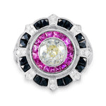 Art Deco Diamond, Ruby & Onyx Ring image 0