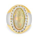 Oval Opal and Diamond Halo Cocktail Ring image 0