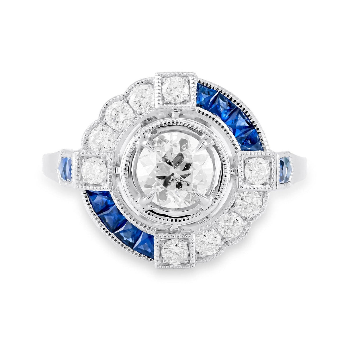 Art Deco Diamond & Sapphire Ring image 0