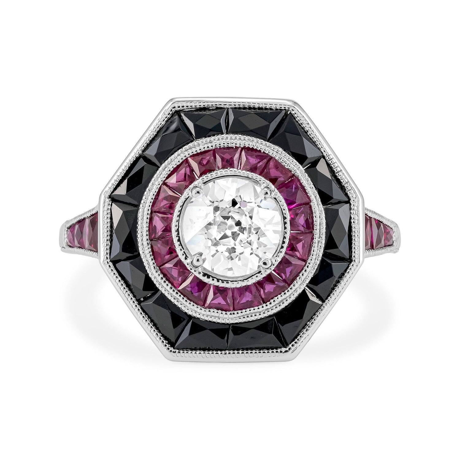 Art Deco Diamond, Onyx & Ruby Ring image 0