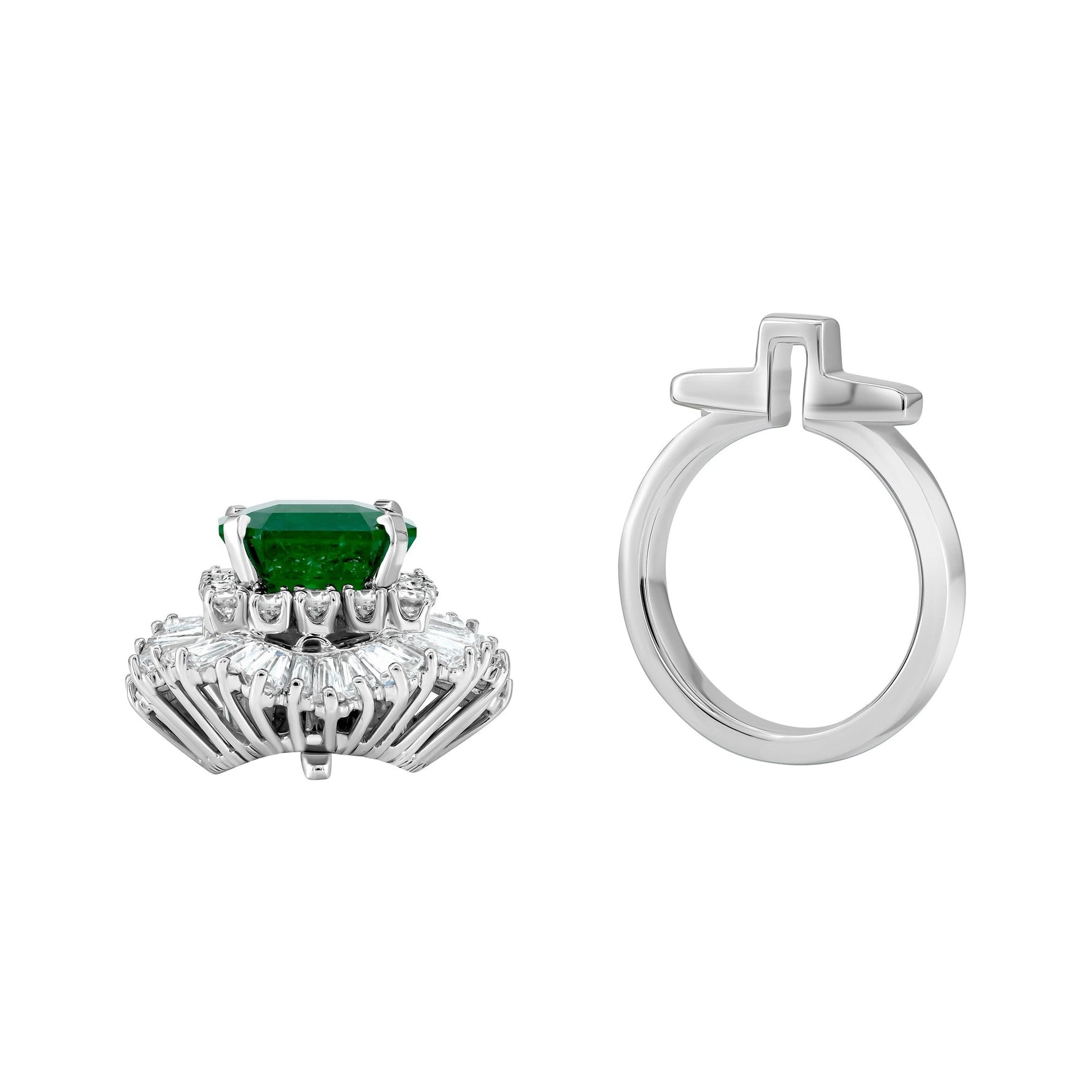 Convertible Emerald and Diamond Ballerina Ring image 3