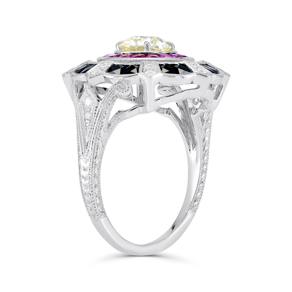 Art Deco Diamond, Ruby & Onyx Ring image 2