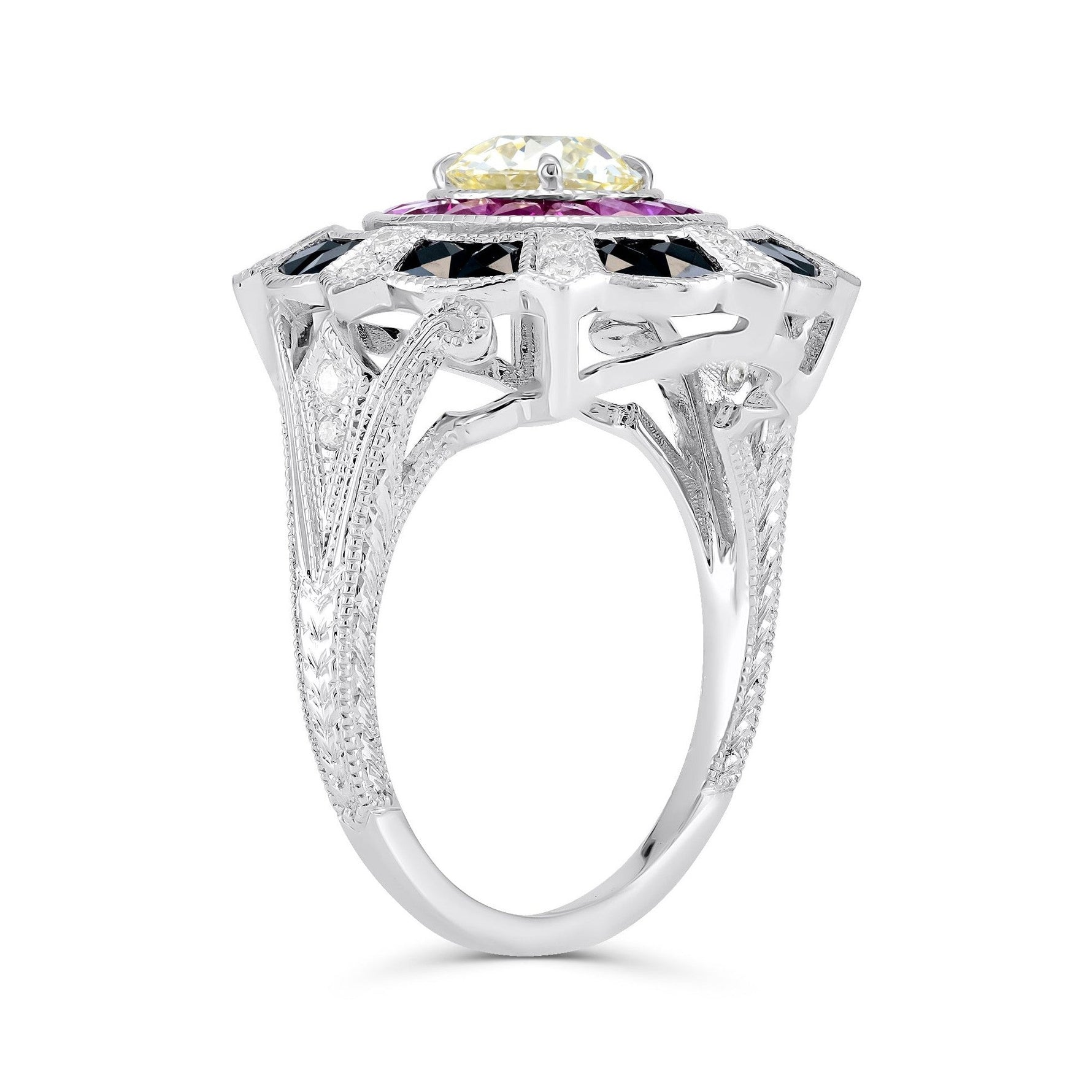 Art Deco Diamond, Ruby & Onyx Ring image 2