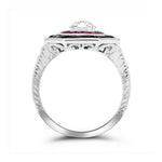 Art Deco Diamond, Onyx & Ruby Ring image 1