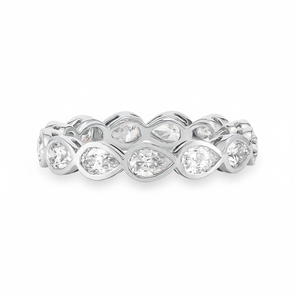 Bezel-Set Pear Cut Diamond Ring