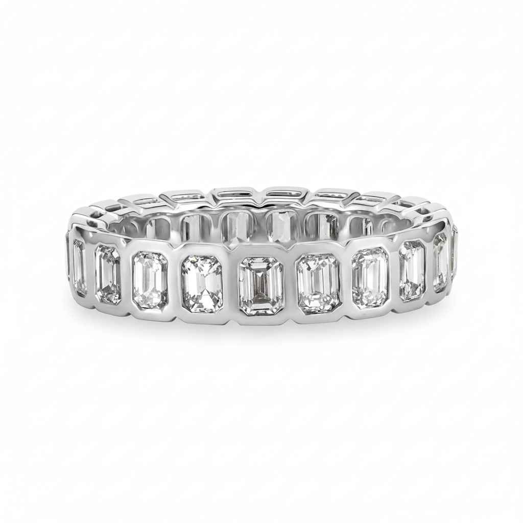 Emerald Cut Diamond Bezel Ring