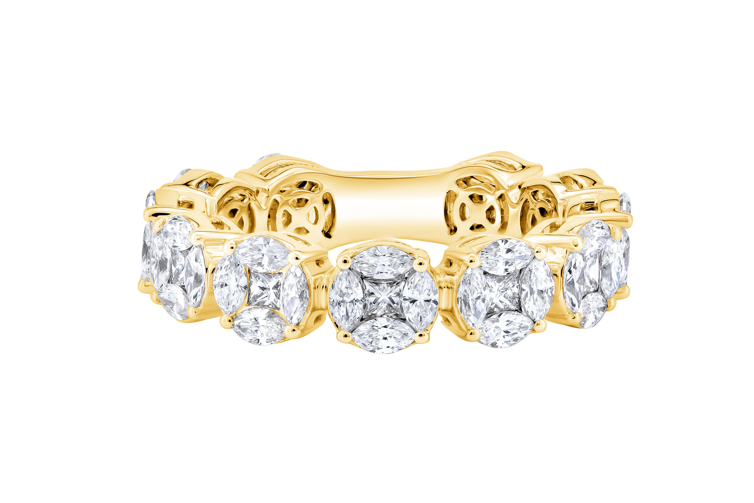 Yellow Gold Eternity Ring with Large Round Diamonds