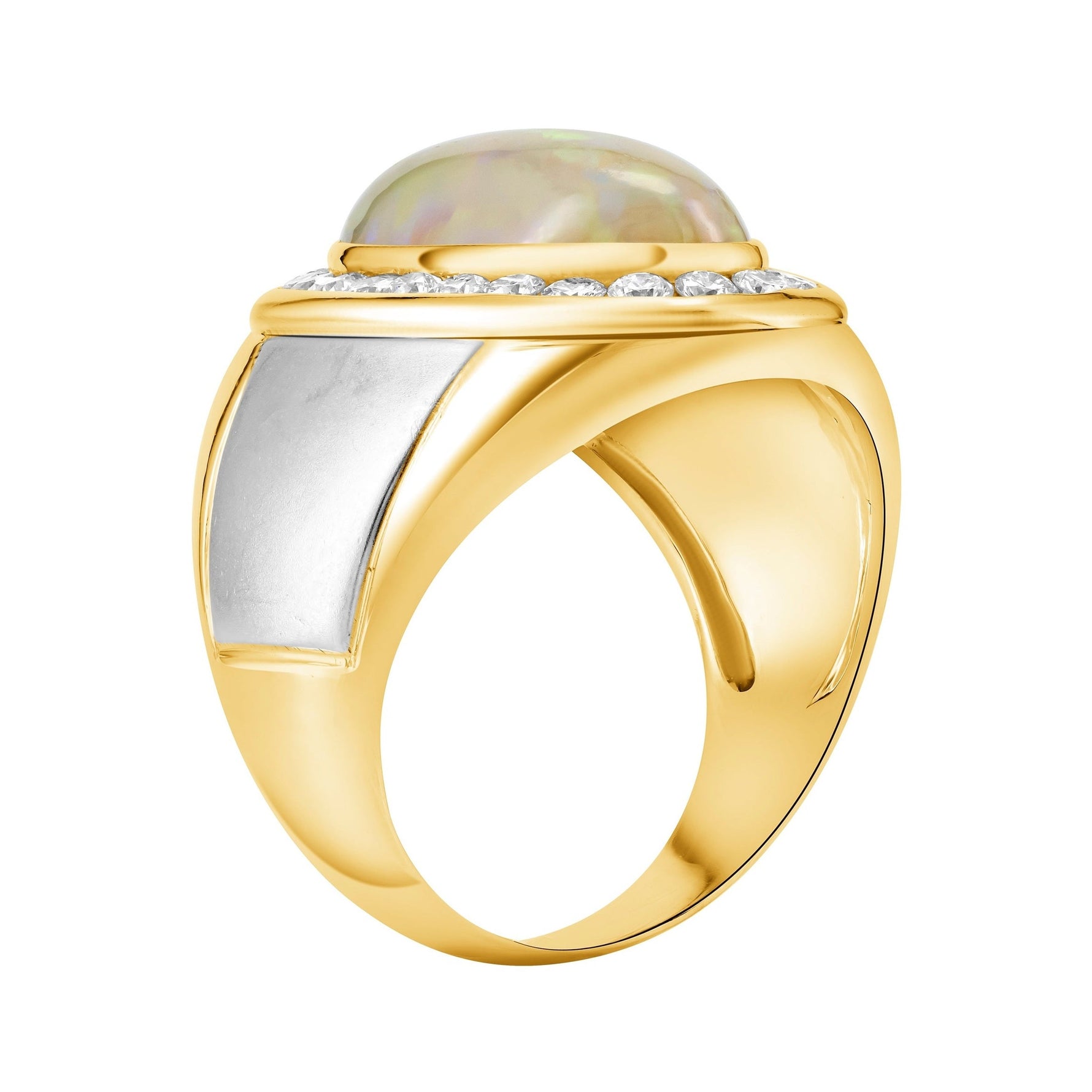 Oval Opal and Diamond Halo Cocktail Ring image 1