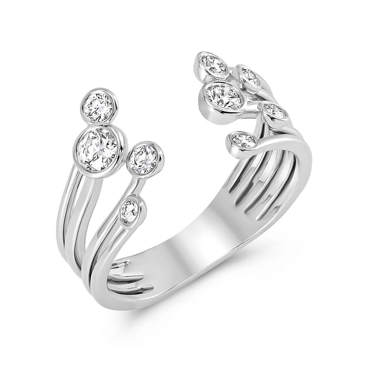Open Cuff Diamond Bubble Ring image 1