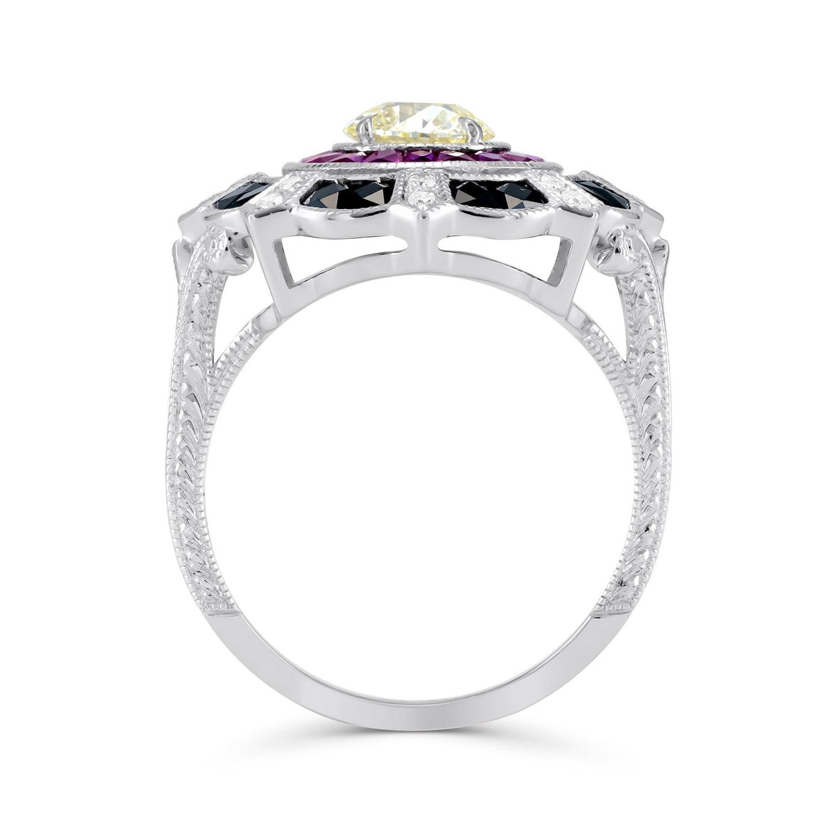 Art Deco Diamond, Ruby & Onyx Ring image 1