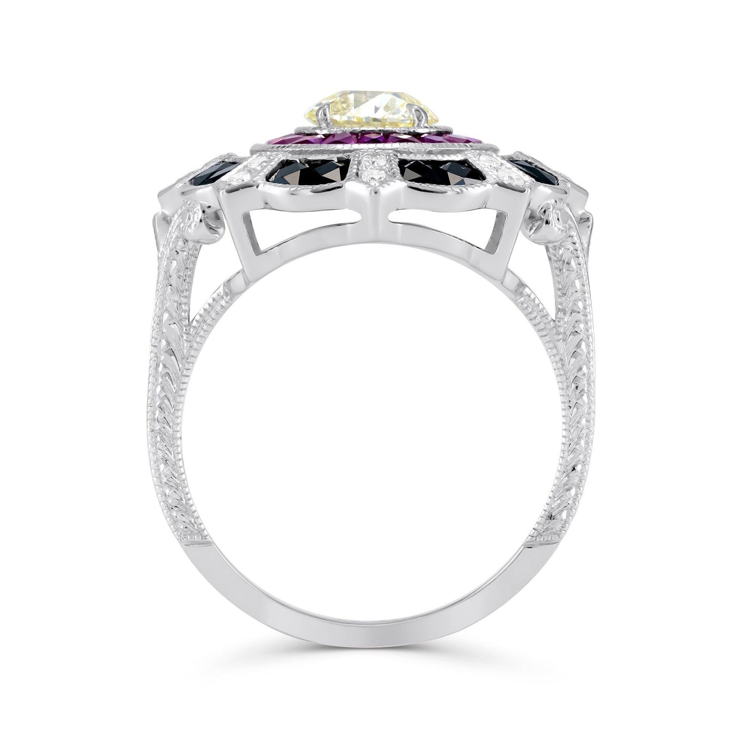 Art Deco Diamond, Ruby & Onyx Ring image 1