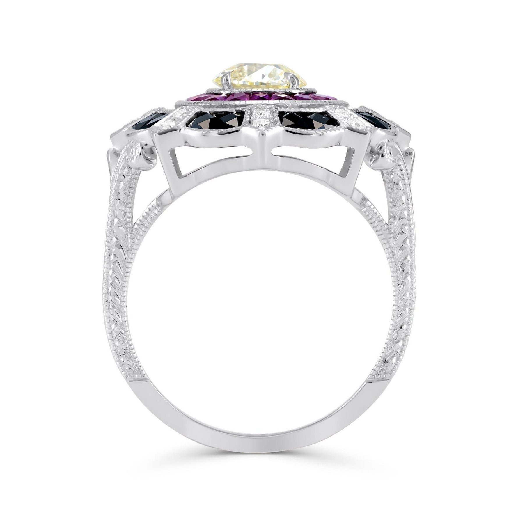 Art Deco Diamond, Ruby & Onyx Ring image 1